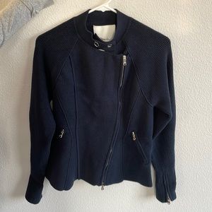 Women’s Navy Moto Sweater Jacket Small